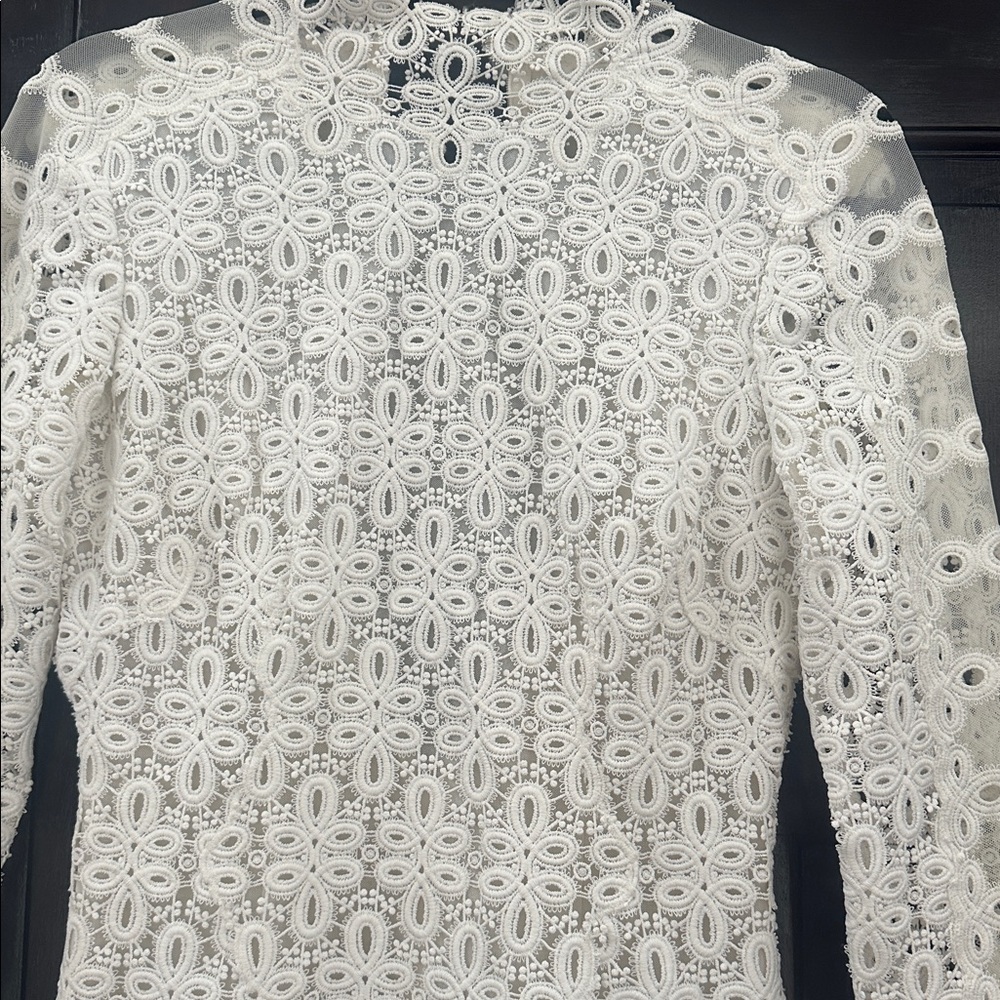 Jonathan Simkhai White Crochet Lace High-Neck Mini Dress - Picture 6 of 15